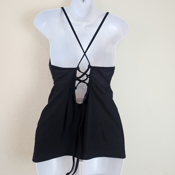 Motherhood Maternity BEACH BUMP salloped Tankini Top UPF 50+ BLACK - Picture 7 of 12